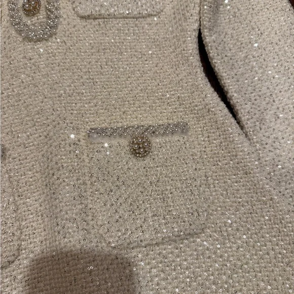 self-portrait
Cream Sequin Knit Pearl Mini Dress 2 - Picture 6 of 7